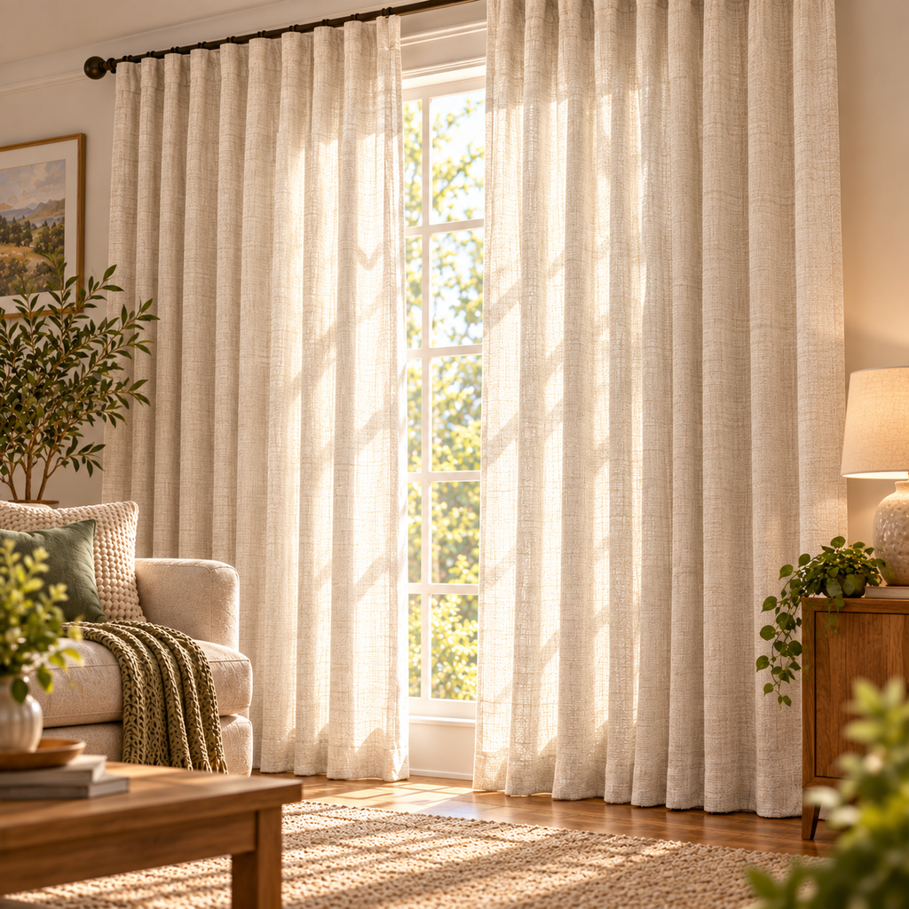 Kissenaa™ LinenFall Textured Curtain Panels — Pair