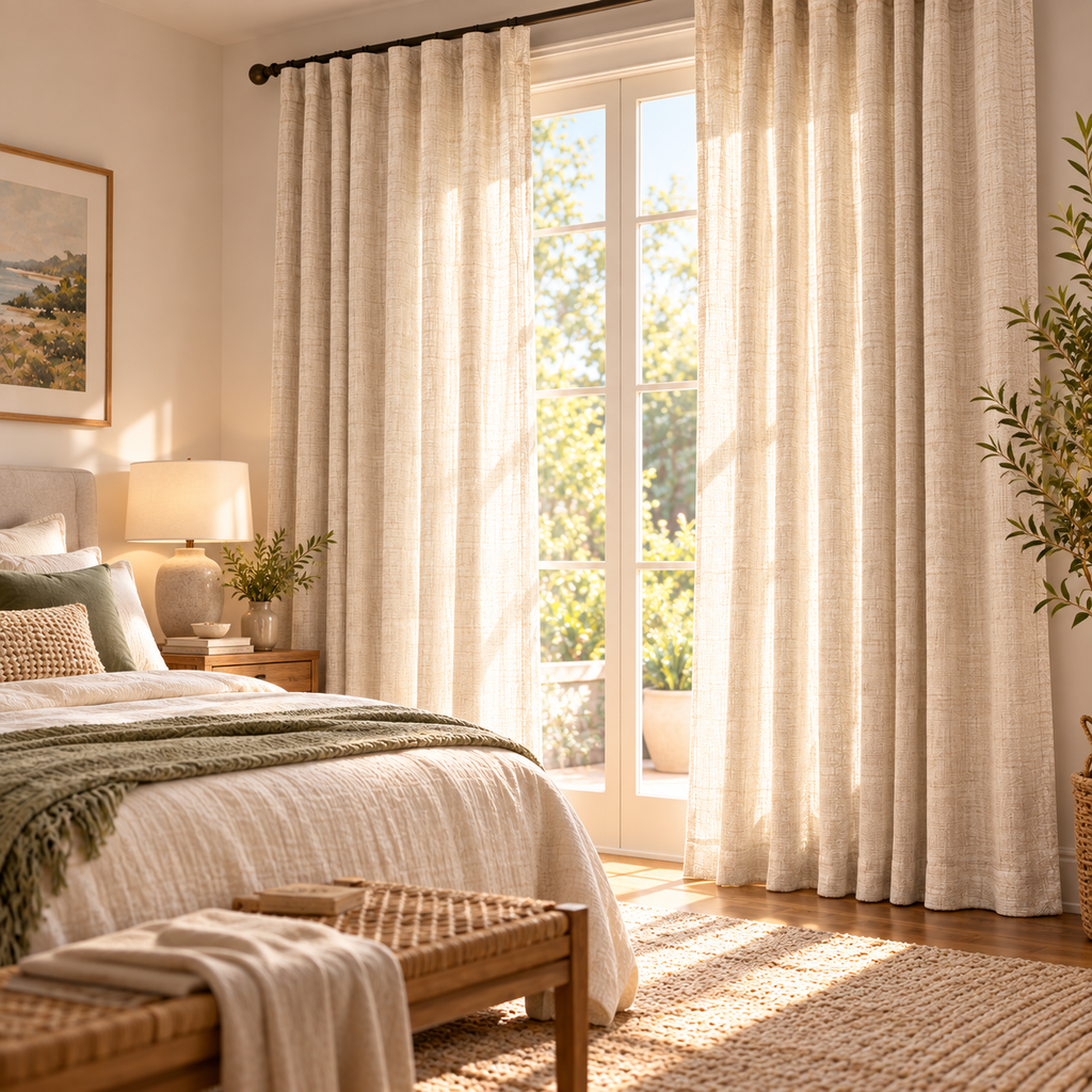 Kissenaa™ LinenFall Textured Curtain Panels — Pair