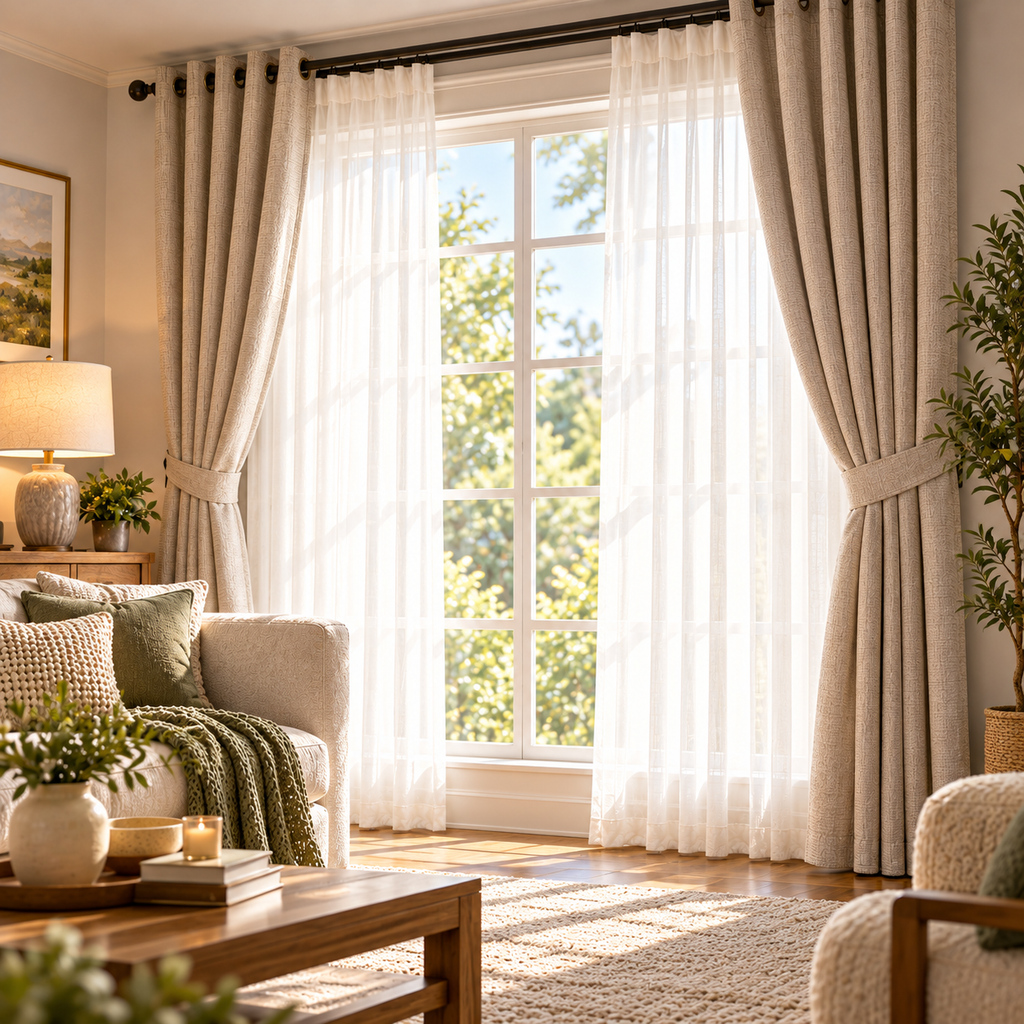 Kissenaa™ LayeredView Sheer & Curtain Panel Set
