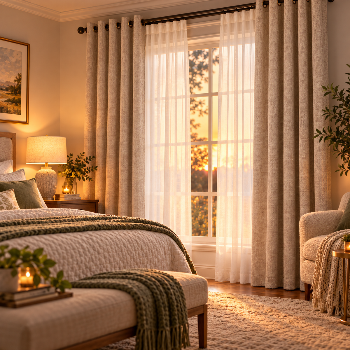 Kissenaa™ LayeredView Sheer & Curtain Panel Set
