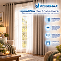 Kissenaa™ LayeredView Sheer & Curtain Panel Set