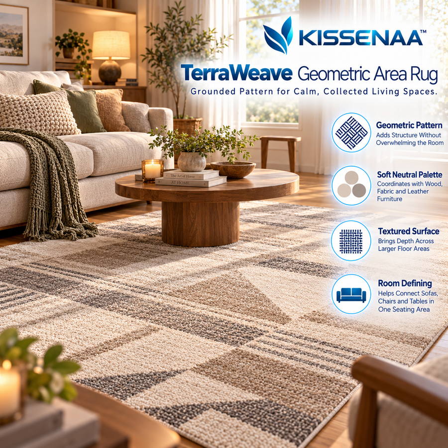 Kissenaa™ TerraWeave Geometric Area Rug