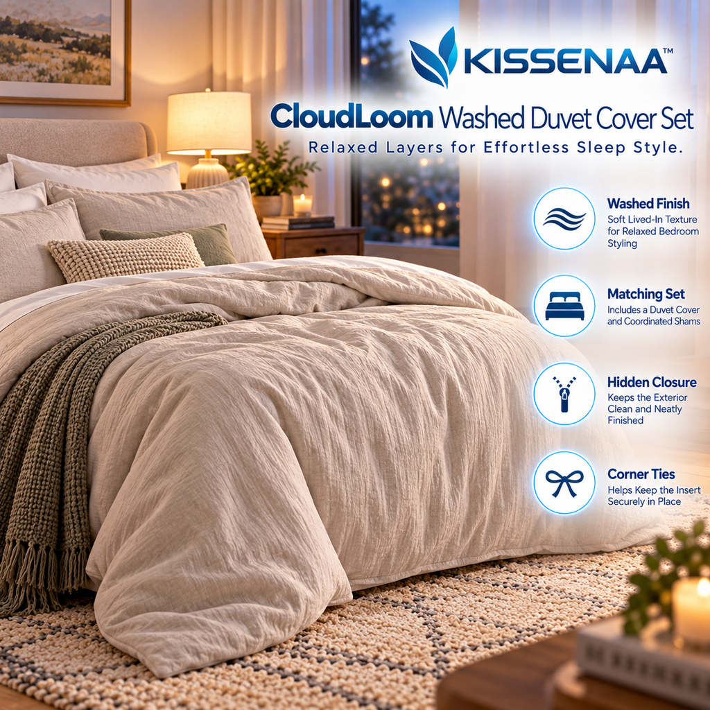 Kissenaa™ CloudLoom Washed Duvet Cover Set