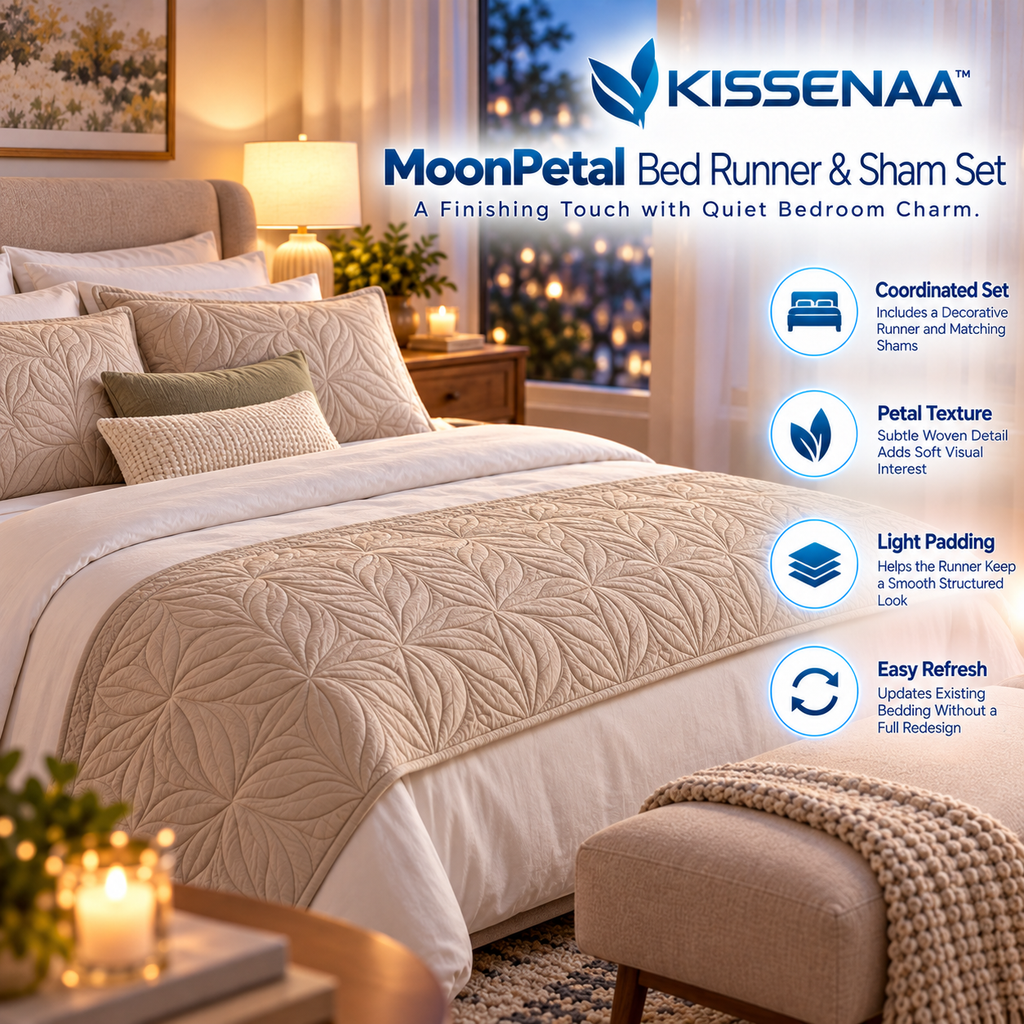 Kissenaa™ MoonPetal Bed Runner & Sham Set