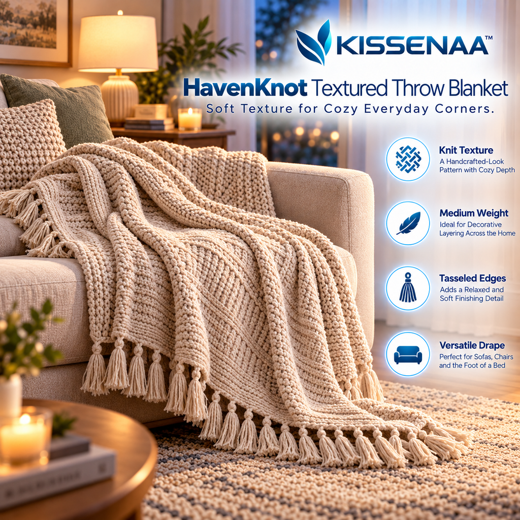 Kissenaa™ HavenKnot Textured Throw Blanket