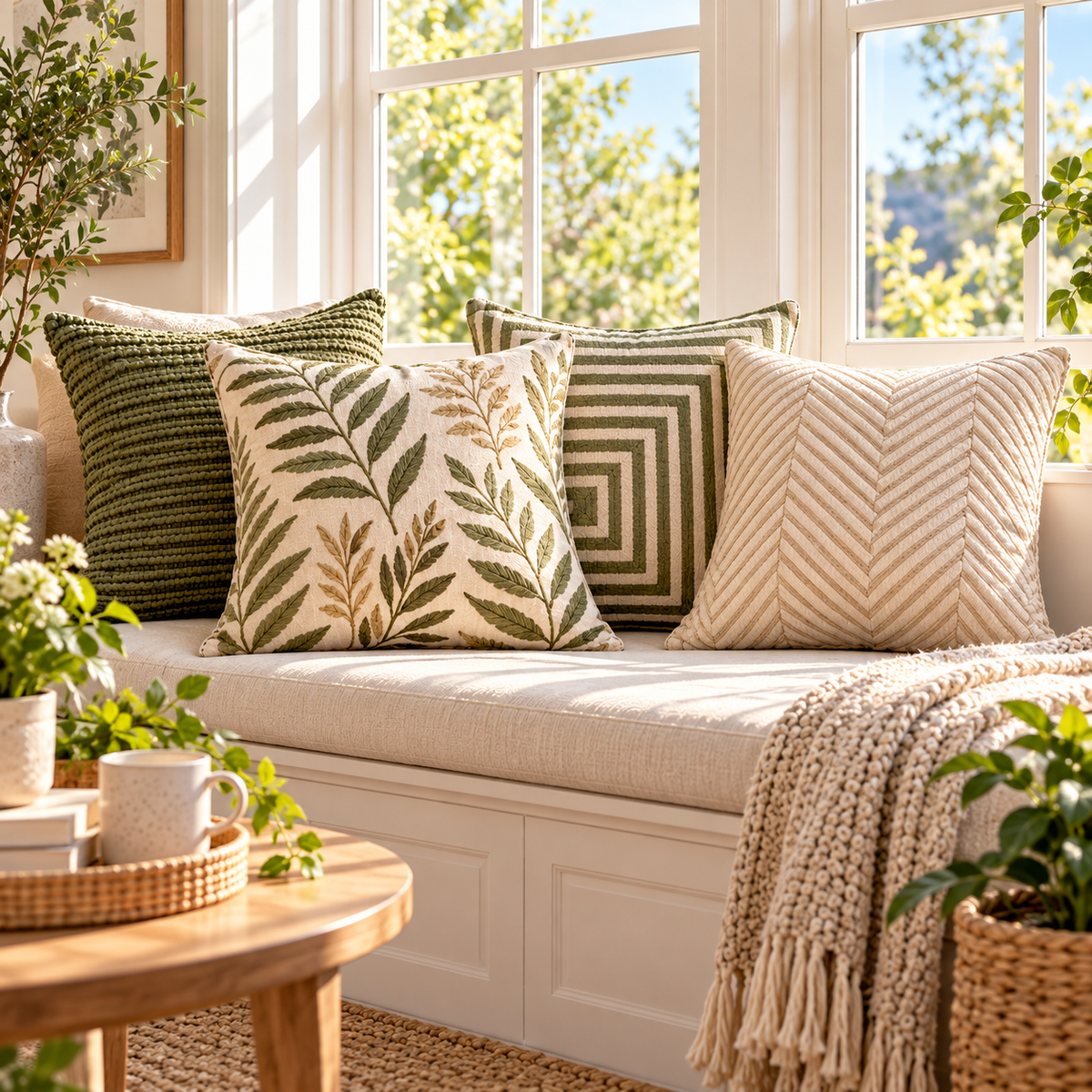 Kissenaa™ FernArc Decorative Cushion Covers — Set of Four
