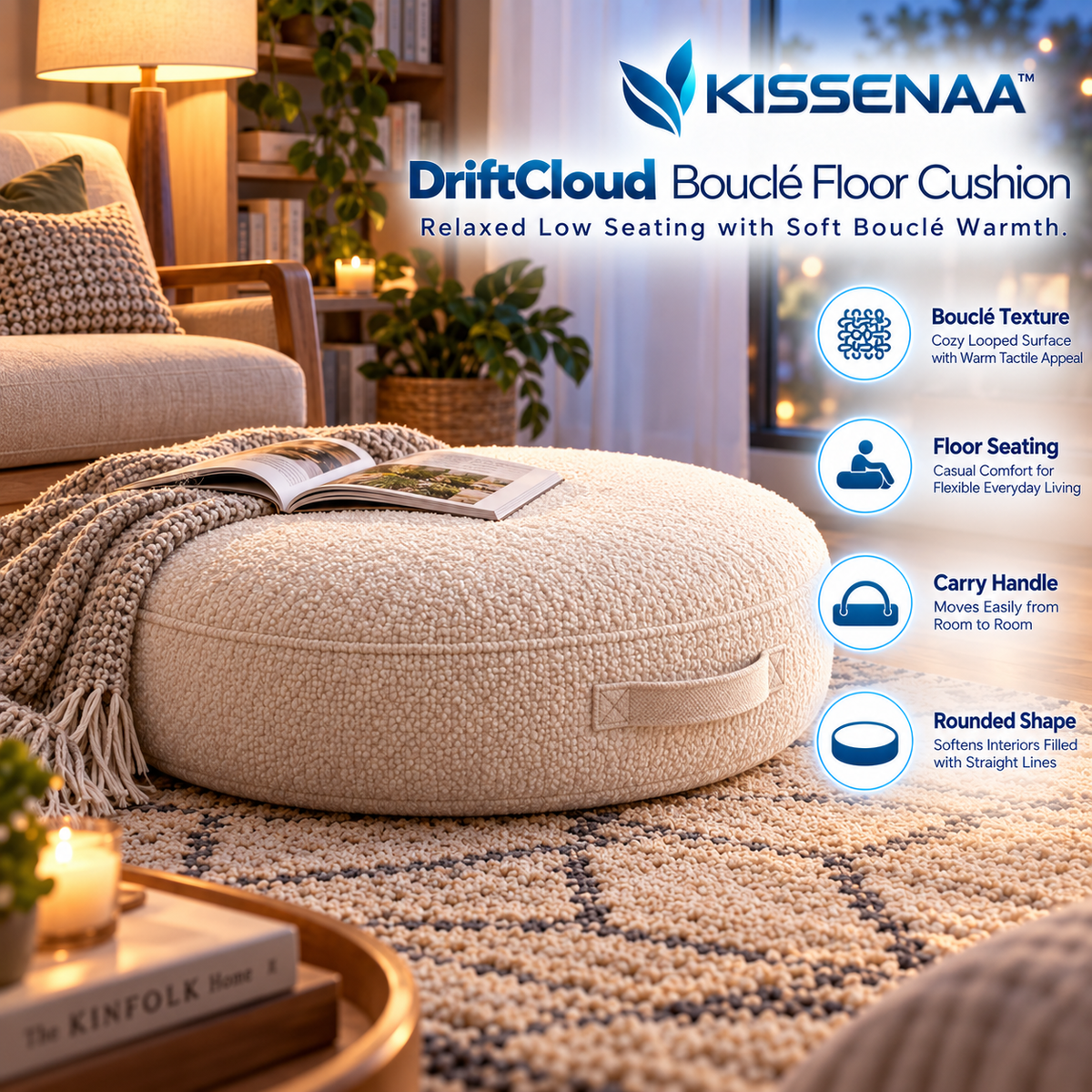 Kissenaa™ DriftCloud Bouclé Floor Cushion