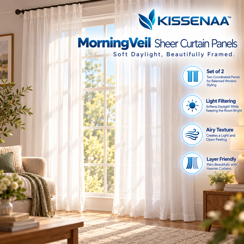 Kissenaa™ MorningVeil Sheer Curtain Panels — Pair
